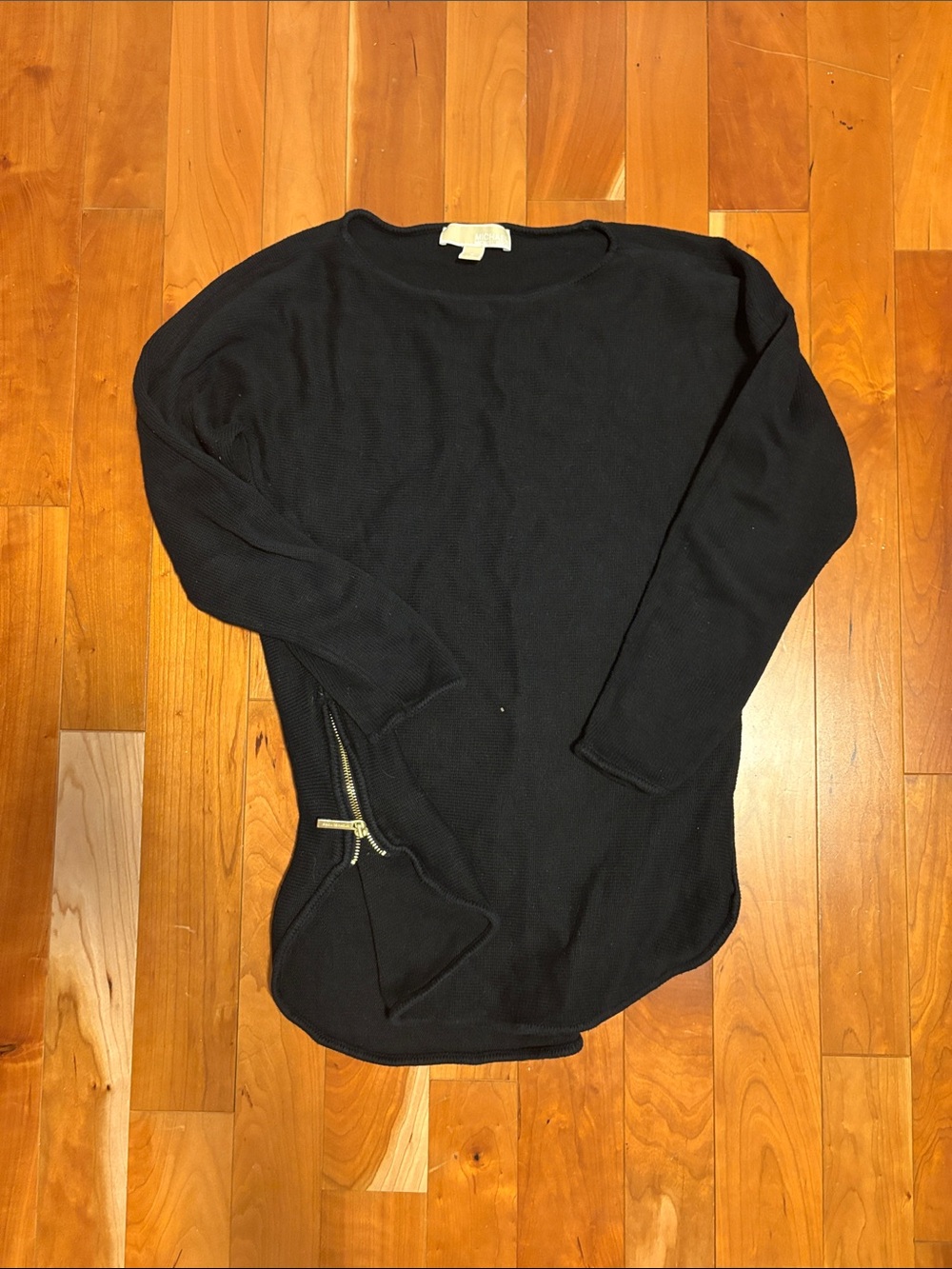 Black Long Sleeve Sweater with Side Zip